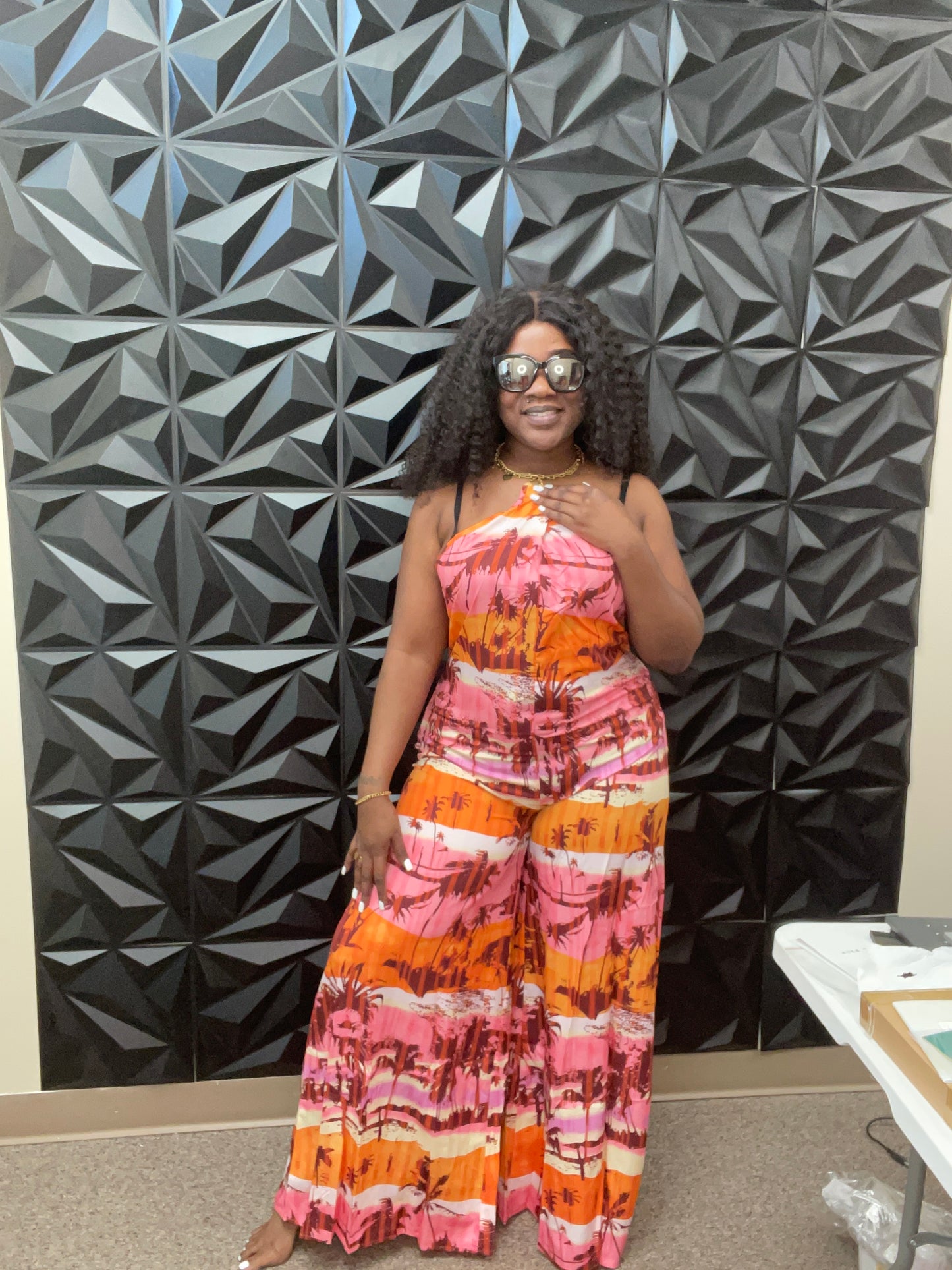 Sleeveless Jumpsuit neck tie