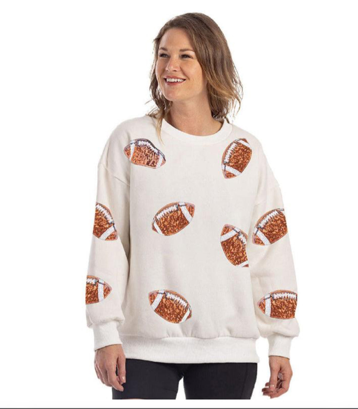 SEQUINED FOOTBALL PATCHES SWEATSHIRT