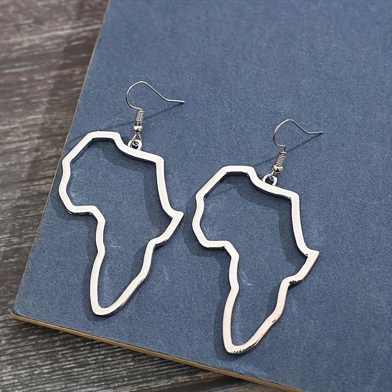 Africa Map Outline Drop Earrings