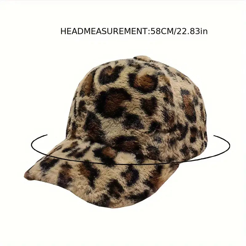 Chic Leopard Print Fleece Baseball Cap