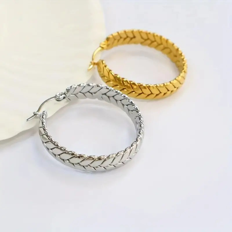 Stainless Steel Geometric Hoop Earrings