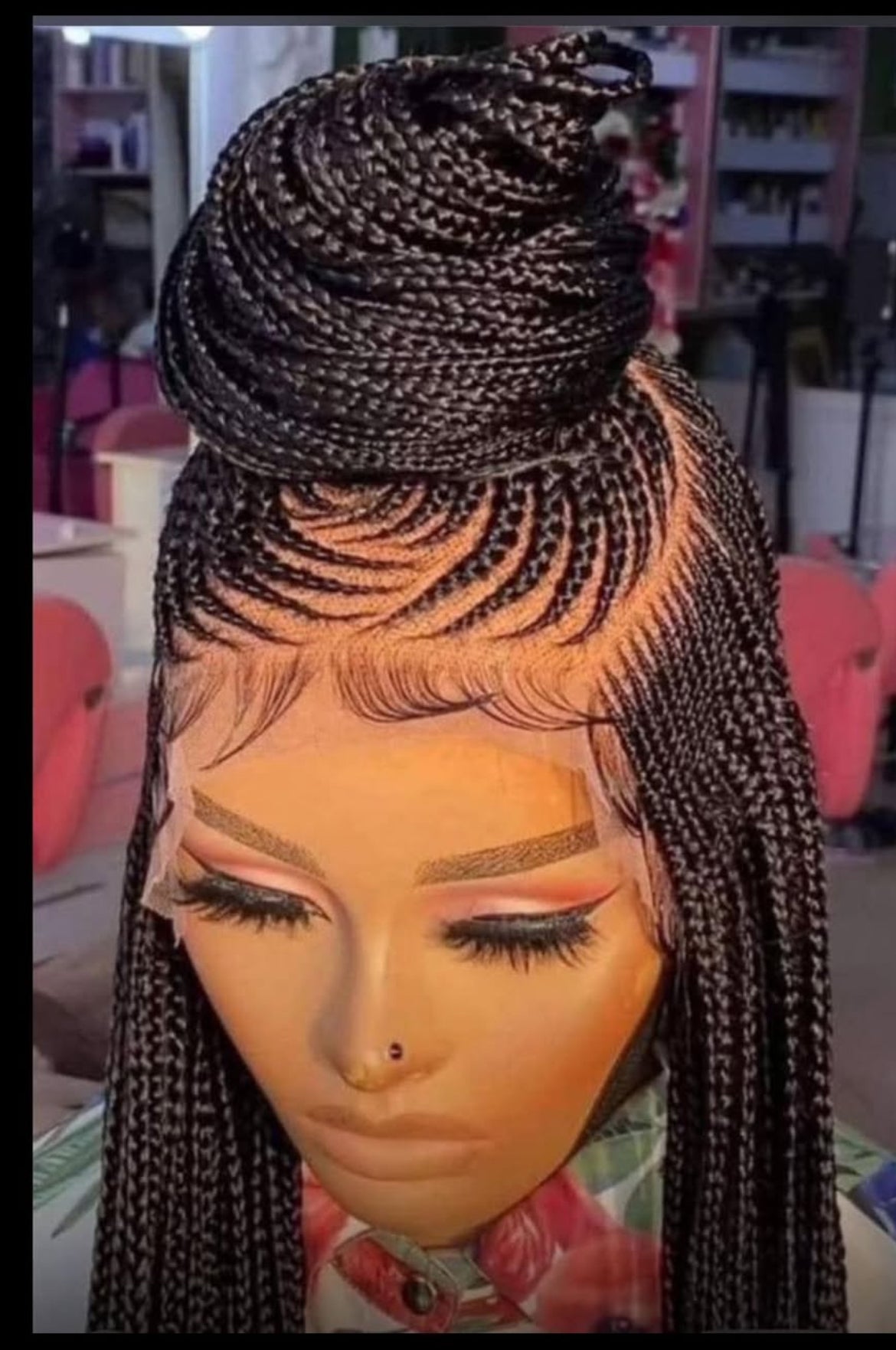 Full lace braided wig color 99J w/baby hairs