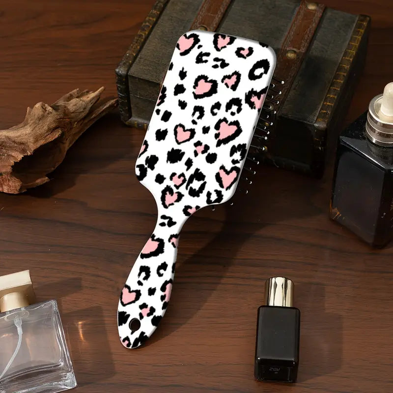 1 pc Leopard Printed Cushion Paddle Brush