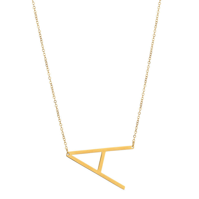 Initial Letter Necklace Stainless Steel 14K Gold Plated