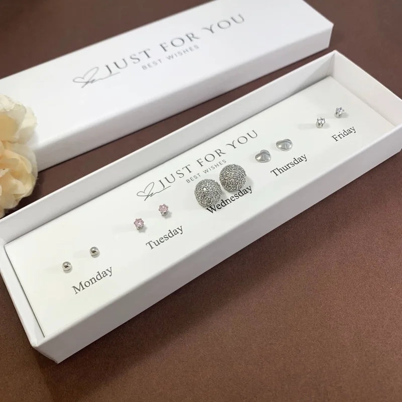 925 Sterling Silver Zircon Ear Stud Sets