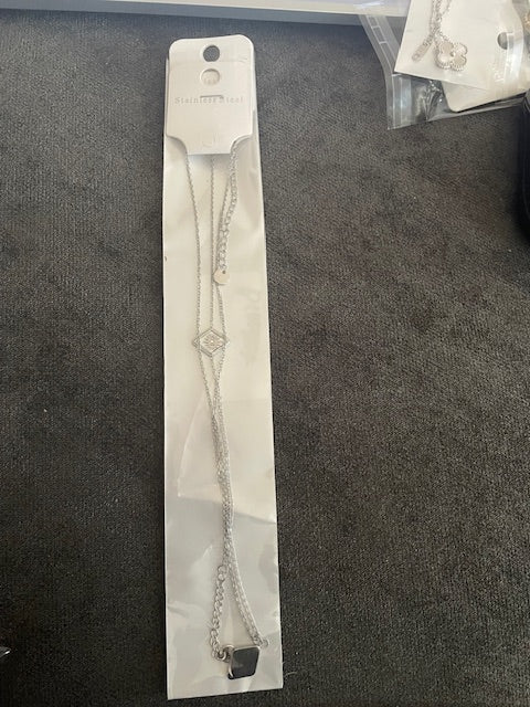 Silver Stainless Steel Sunflower Necklace and Bracelet Set