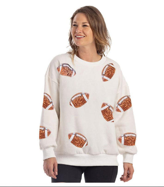 SEQUINED FOOTBALL PATCHES SWEATSHIRT