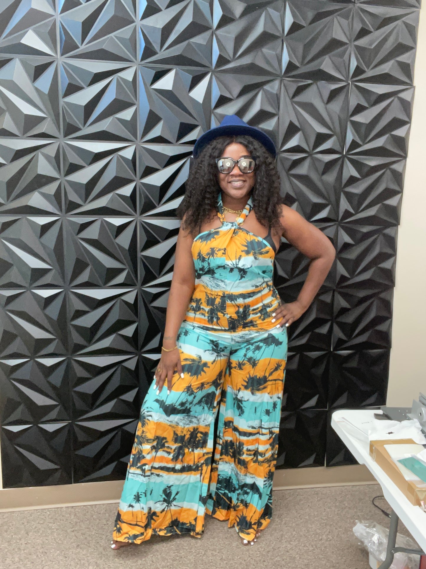 Sleeveless Jumpsuit neck tie