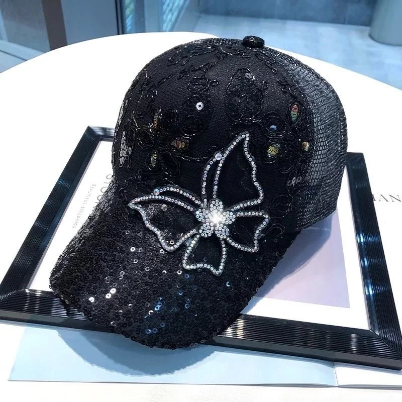 Unisex Casual Elegant Flower Butterfly Curved Eaves Baseball Cap