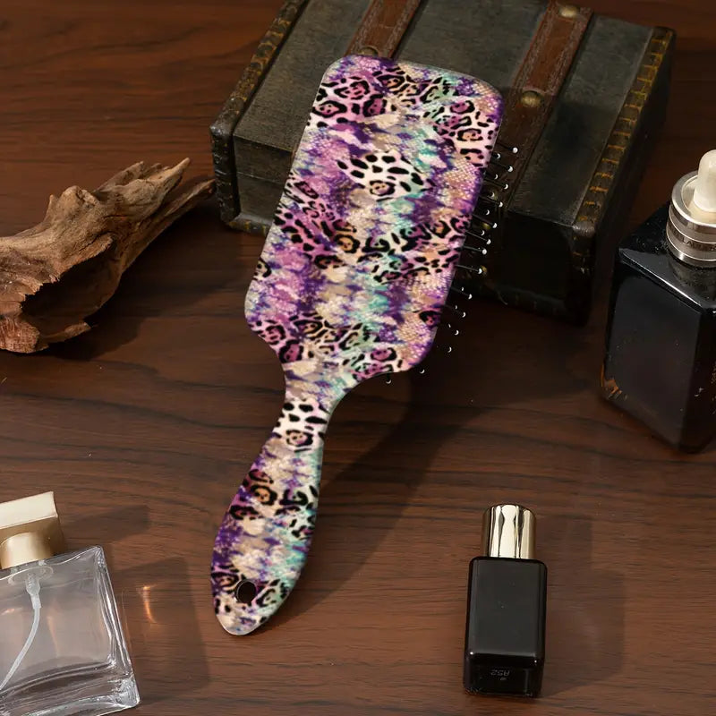 1 pc Leopard Printed Cushion Paddle Brush