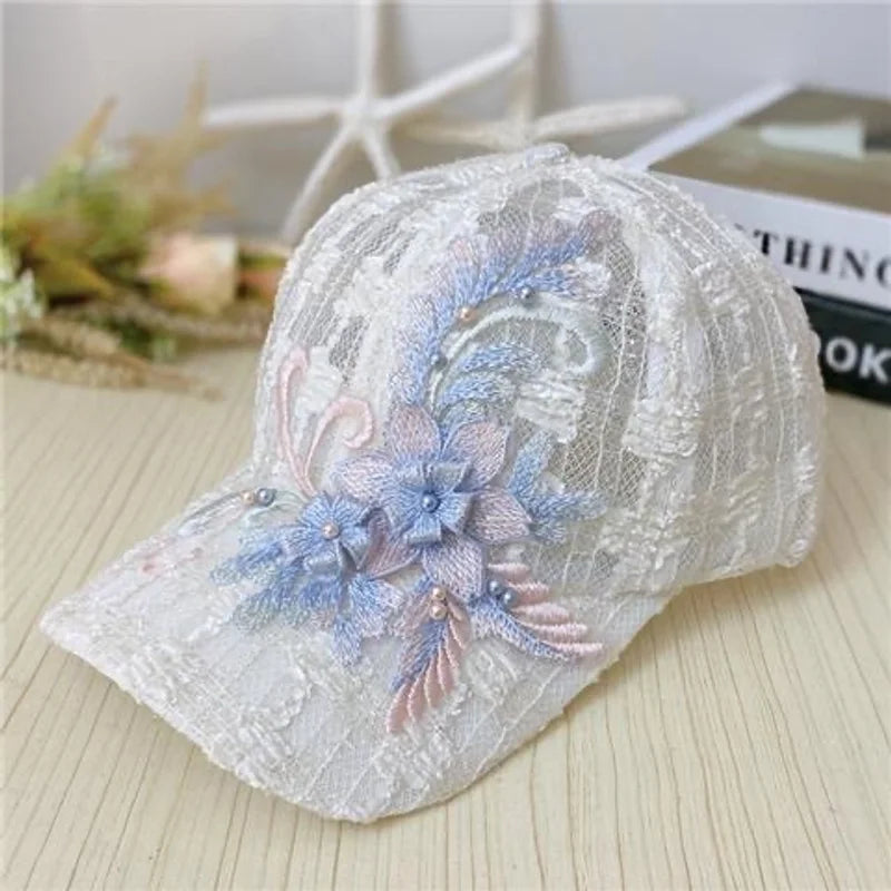 Unisex Casual Elegant Flower Butterfly Curved Eaves Baseball Cap