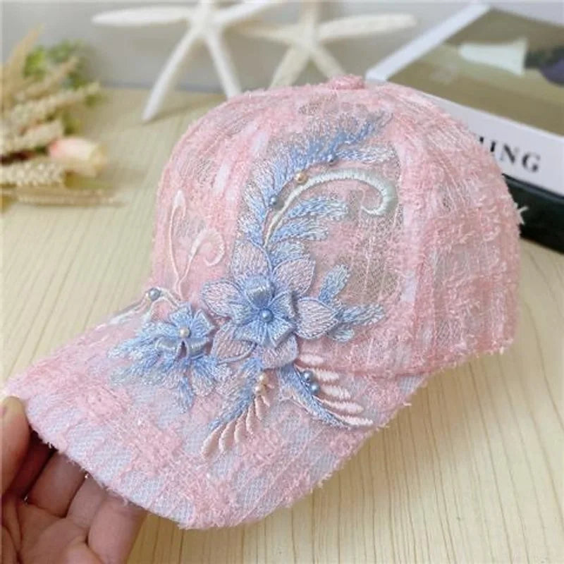 Unisex Casual Elegant Flower Butterfly Curved Eaves Baseball Cap