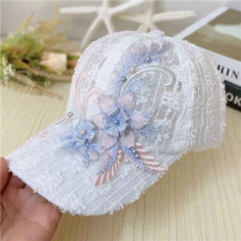 Unisex Casual Elegant Flower Butterfly Curved Eaves Baseball Cap