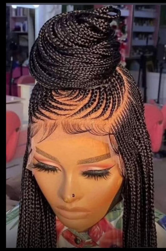 Full lace braided wig color 99J w/baby hairs