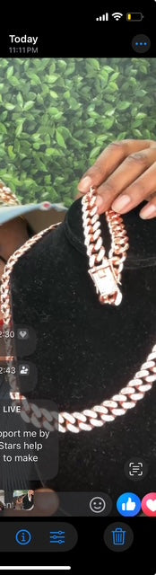 20 CM Rose Gold Crystal Embedded Cuban Chain Bracelet