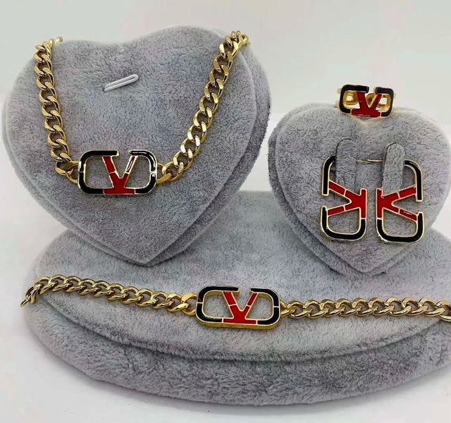 4- Piece Stainless Steel Gold Plated Jewelry Set