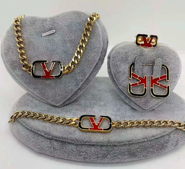 4- Piece Stainless Steel Gold Plated Jewelry Set