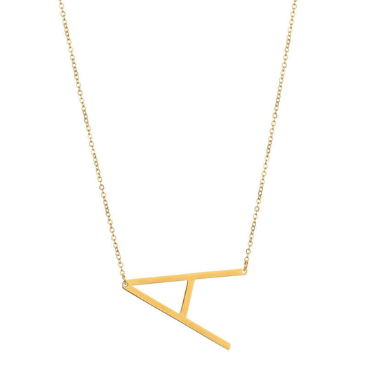 Initial Letter Necklace Stainless Steel 14K Gold Plated