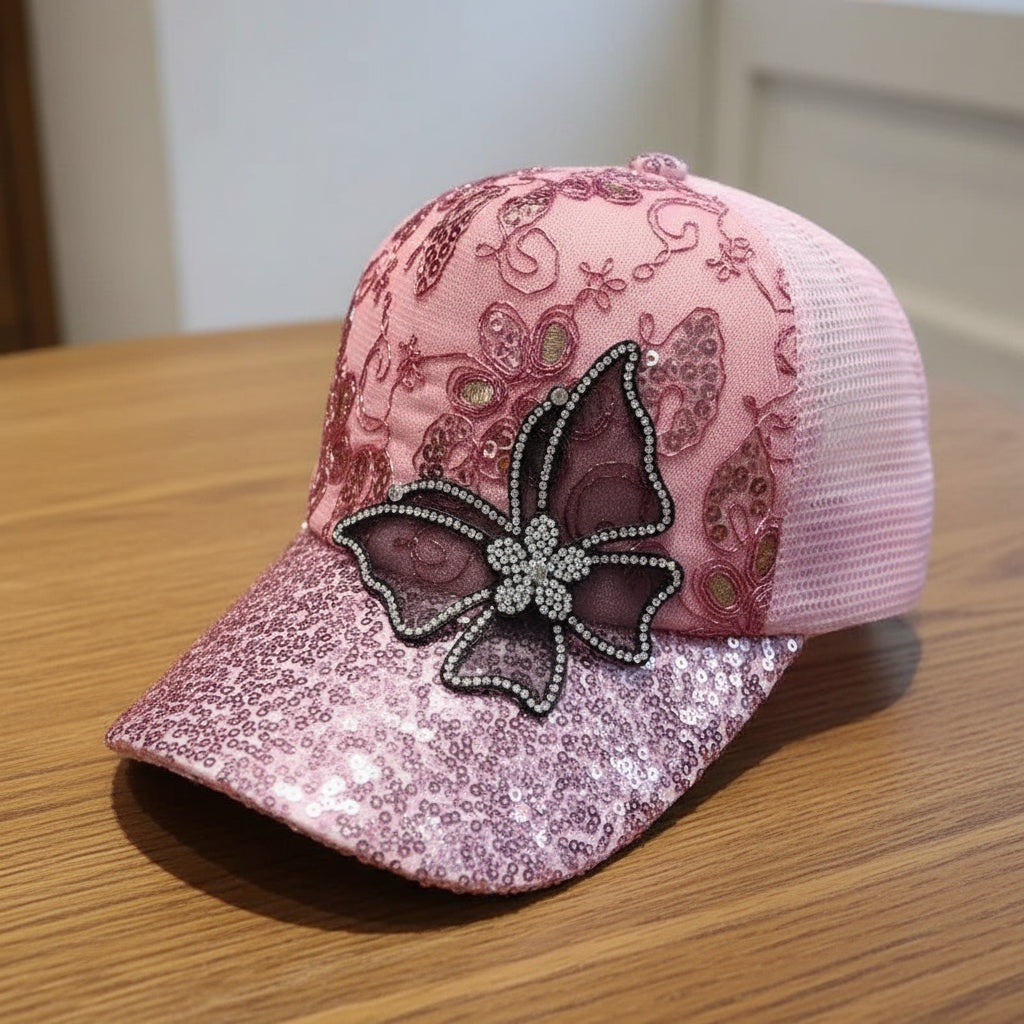 Unisex Casual Elegant Flower Butterfly Curved Eaves Baseball Cap