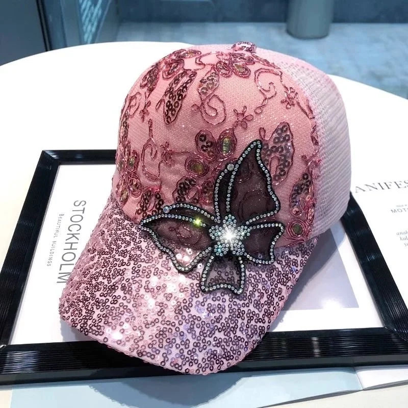 Unisex Casual Elegant Flower Butterfly Curved Eaves Baseball Cap