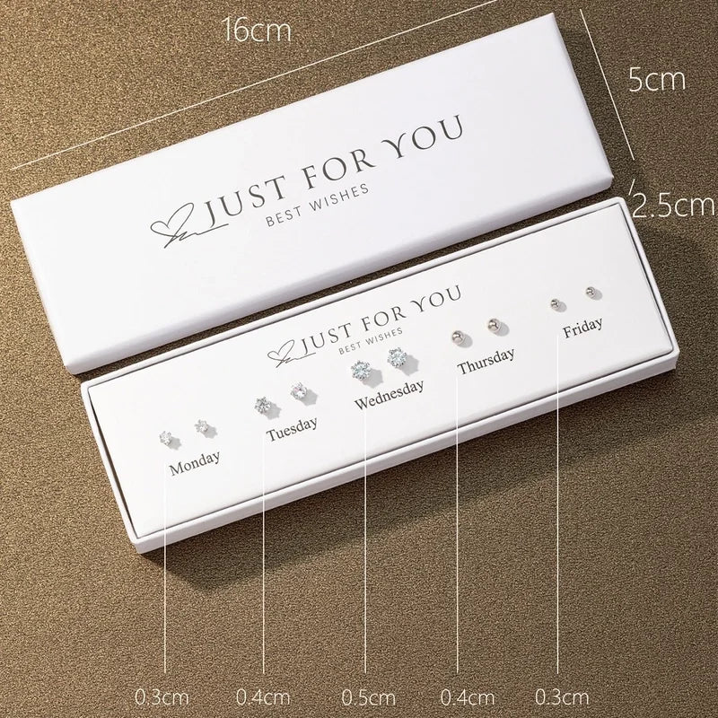 925 Sterling Silver Zircon Ear Stud Sets