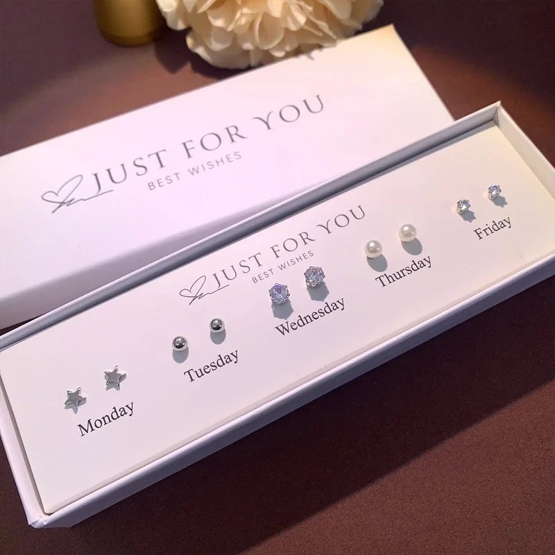 925 Sterling Silver Zircon Ear Stud Sets