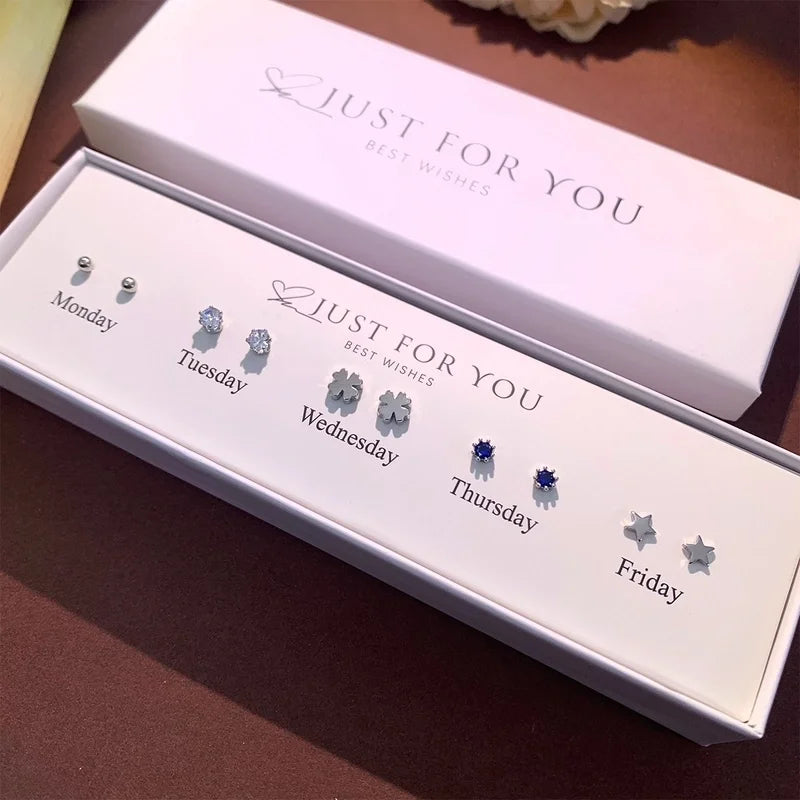 925 Sterling Silver Zircon Ear Stud Sets