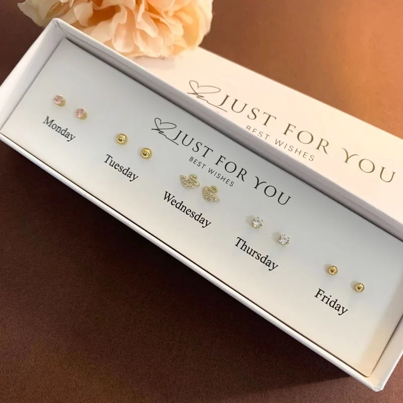 925 Sterling Silver Zircon Ear Stud Sets