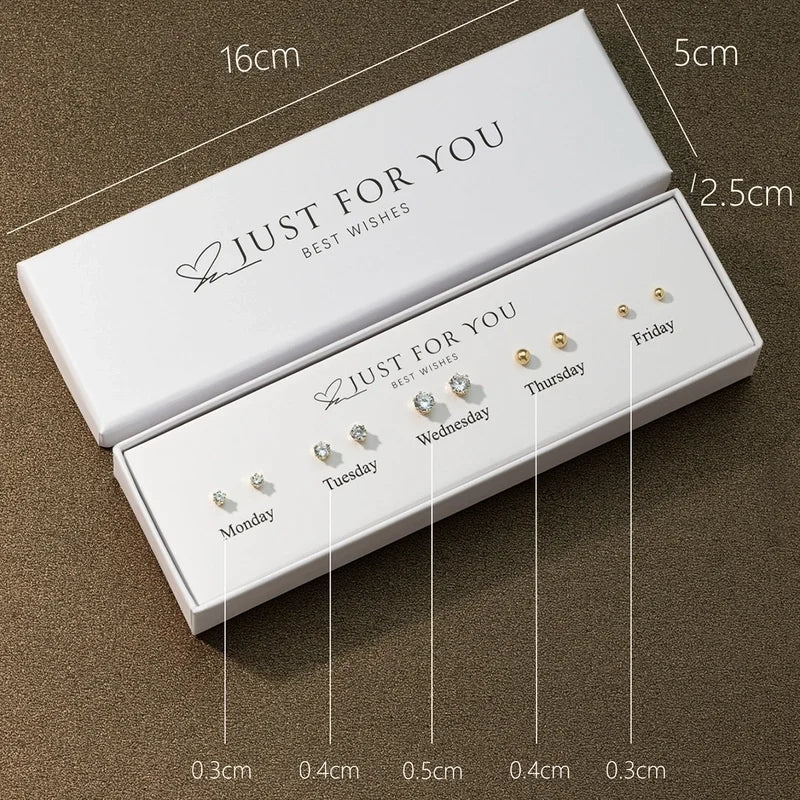 925 Sterling Silver Zircon Ear Stud Sets