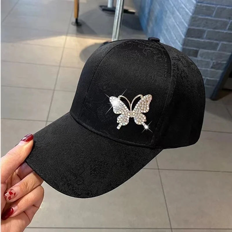 Unisex Casual Elegant Flower Butterfly Curved Eaves Baseball Cap