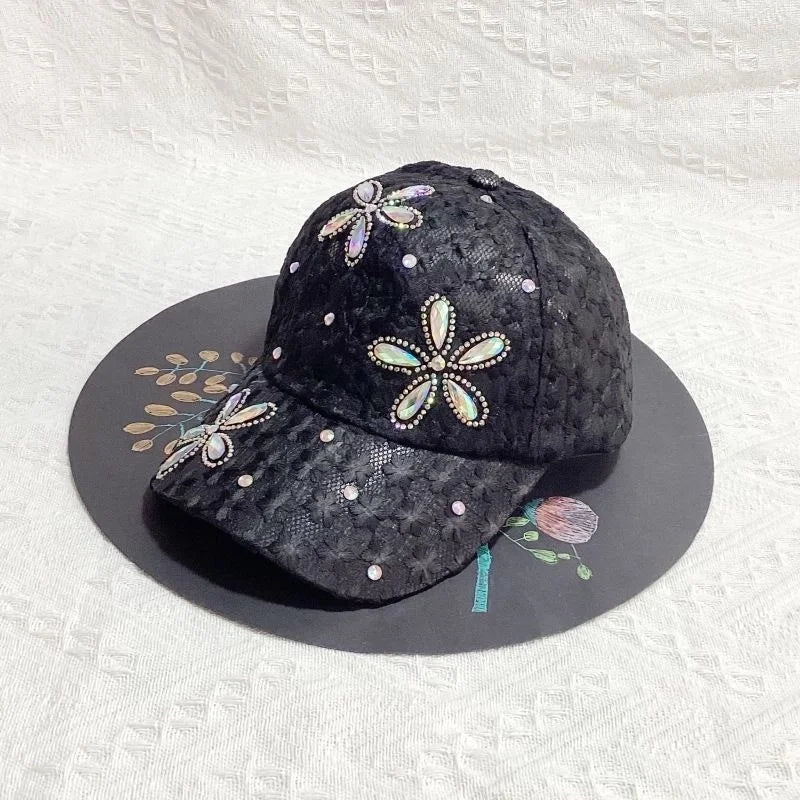 Unisex Casual Elegant Flower Butterfly Curved Eaves Baseball Cap