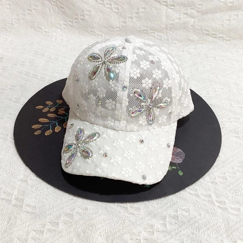 Unisex Casual Elegant Flower Butterfly Curved Eaves Baseball Cap