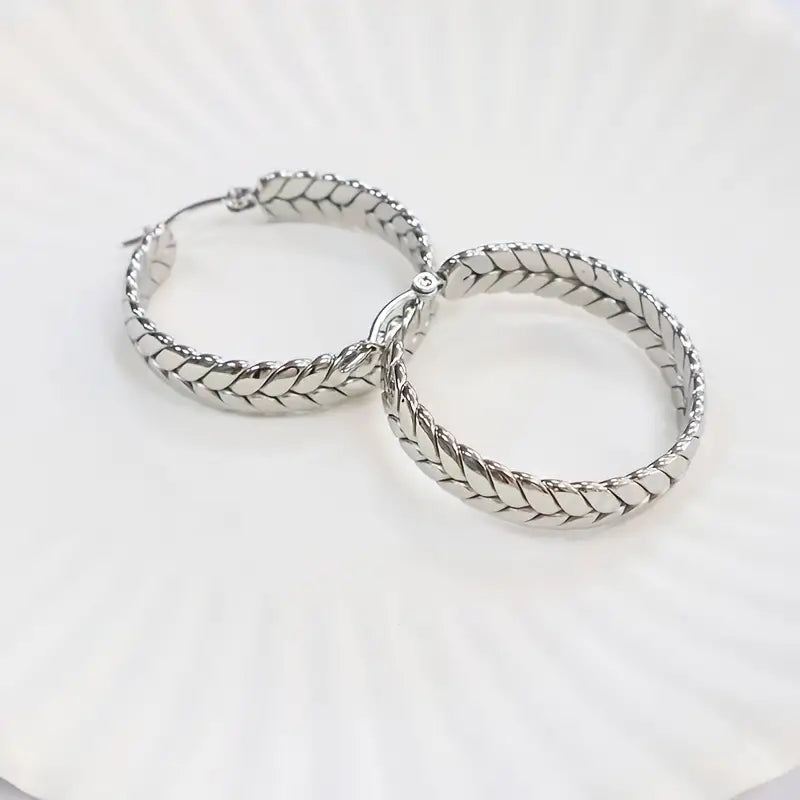 Stainless Steel Geometric Hoop Earrings