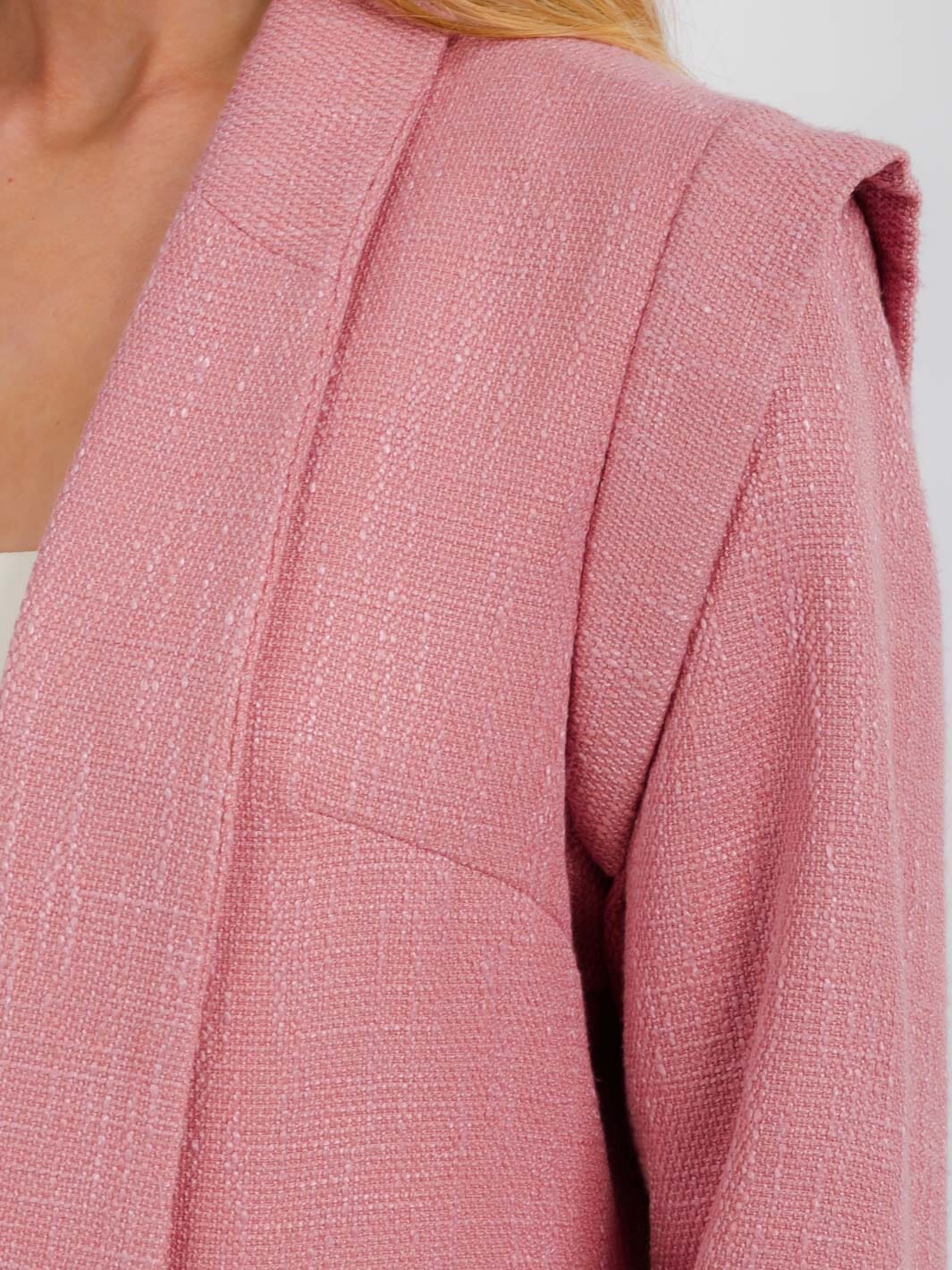 LONG SLEEVE OPEN FRONT SHOULDER DETAILED BLAZER