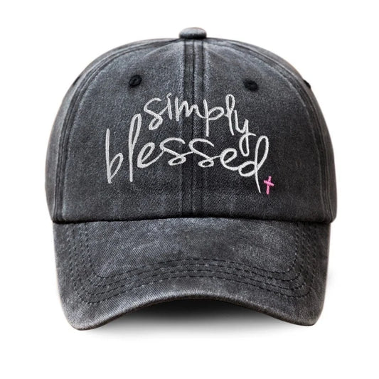 Simply Blessed Wide Brim Sunshade Washed Baseball Cap Embroidered Baseball Cap