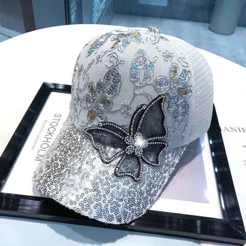 Unisex Casual Elegant Flower Butterfly Curved Eaves Baseball Cap