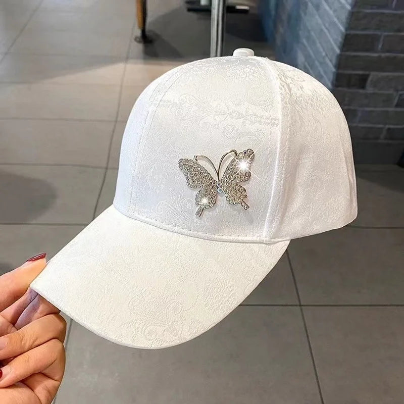 Unisex Casual Elegant Flower Butterfly Curved Eaves Baseball Cap
