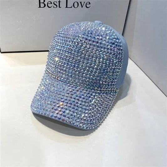 Solid Color Rhinestone Curved Eaves Baseball Cap
